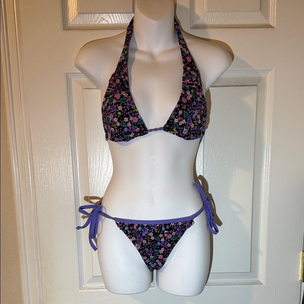 Joe Boxer Floral Bikini - Black and Purple